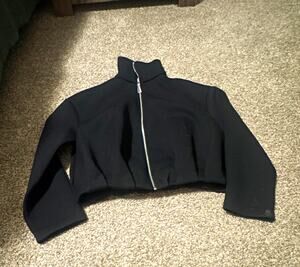 H&M Women’s Full Zip Hoodie Black Solid Long Sleeve Zip Closure XS